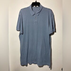 Marine Layer Men’s Short Sleeve Polo Shirt 2 Buttons Navy Stripe Size L/XL
